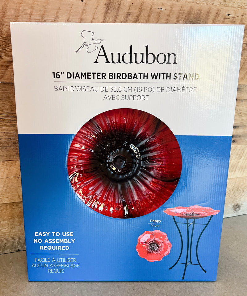 Audubon 16" Glass Bird Bath with Stand