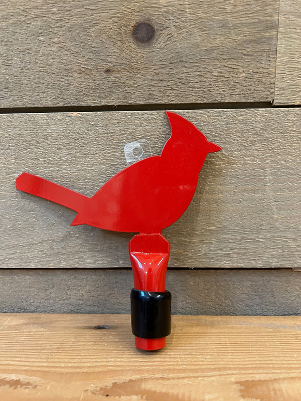 Embout en forme de cardinal en métal rouge