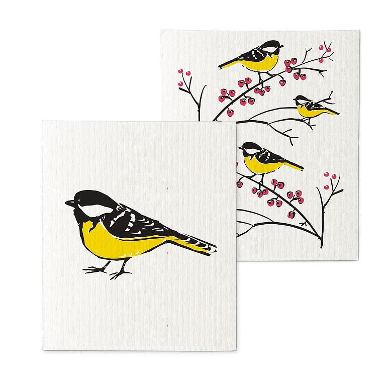 Finch on a Branch Dishcloths. Set of 2.