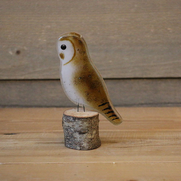 The Glass Bakery Perched Barn Owl Adult La Boutique du Nichoir